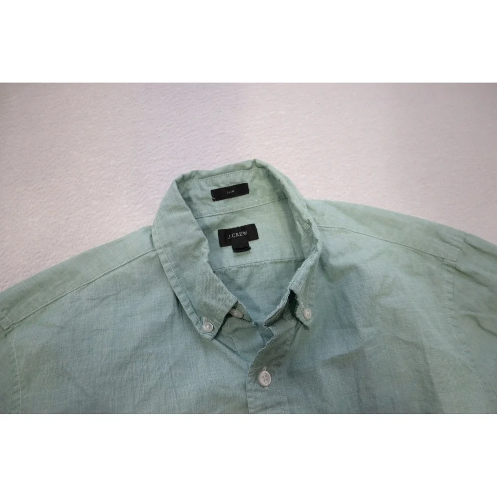J.Crew Button Down Dress Shirt Mens‎ Small Mint Green Slim Fit Long Sleeve EUC